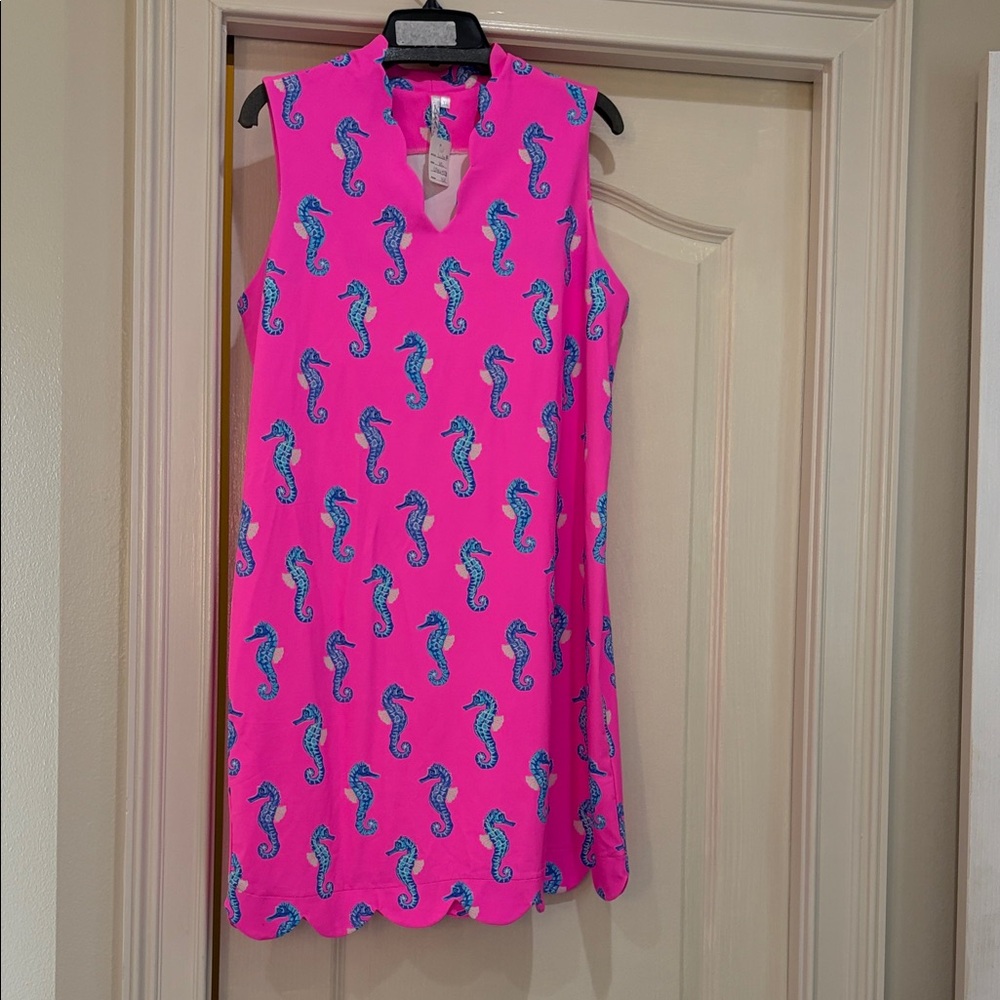 Lulu-B Hot Pink Seahorse Print Sleeveless Dress